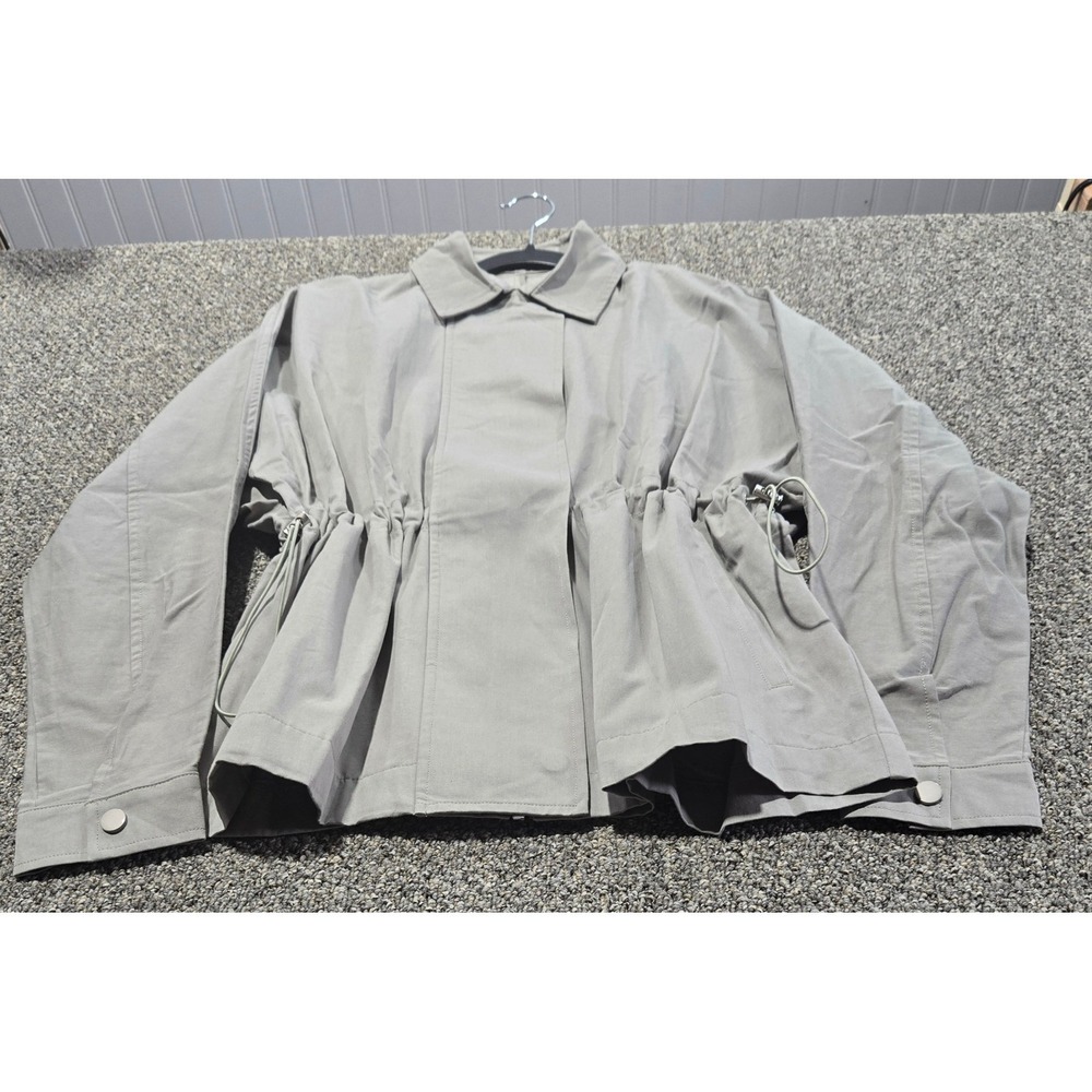Pink Lily Sage Green Drawstring Utility Jacket 100% Cotton Womenn'sXS - Picture 14 of 15